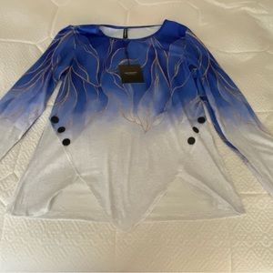 Gradient Irregular Hem Loose Tunic Top